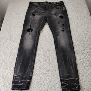 PRPS Jeans Mens 36 Black Denim Super Skinny Gothic Grunge Distressed Street Soul